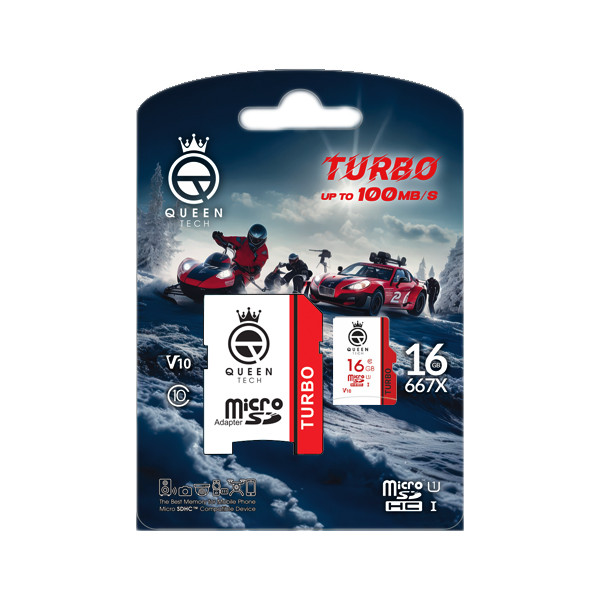 کارت حافظه MicroSDHC کوئین تک مدل TURBO-V10-667X کلاس 10 استاندارد U1 سرعت 100MB/S ظرفیت 16 گیگابایت به همراه آداپتور SD