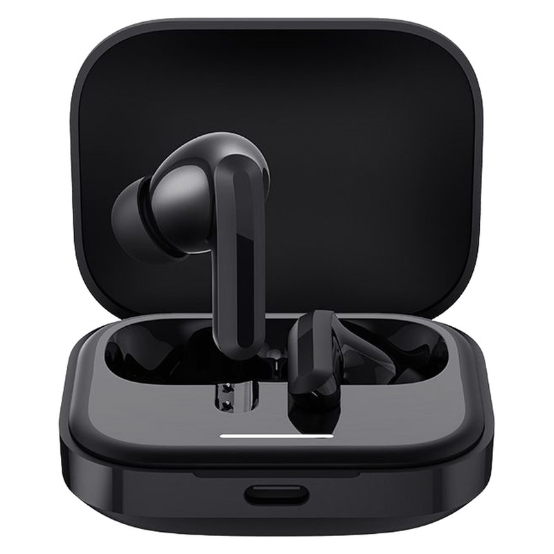 هدفون بلوتوثی شیائومی مدل Redmi Buds 5 با نویز کنسلینگ فعال (ANC)، درگاه شارژ USB Type-C، دارای نشانگر روی محفظه شارژ