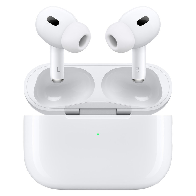 هدفون بلوتوثی اپل مدل AirPods Pro 2nd Generation با نویز کنسلینگ فعال (ANC)، نویز کنسلینگ میکروفون (ENC)، درگاه شارژ USB Type-C، با قابلیت شارژ بی‌سیم، دارای میکروفون دوگانه از نوع Beamforming، مقاومت در برابر رطوبت و عرق