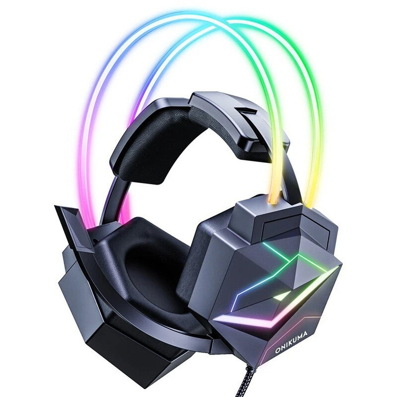 هدست گیمینگ ‌ برند اونیکوما مدل X20 با نویز کنسلینگ میکروفون، درگاه شارژ USB، دارای نورپردازی RGB، طراحی ارگونومیک و پدهای نرم و راحت