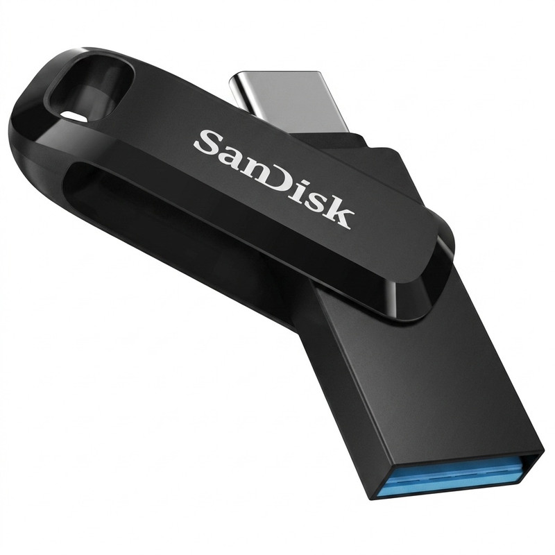 فلش مموری دو رابط سن دیسک مدل Ultra Dual Drive Go ظرفیت 128 گیگابایت با USB 3.2 Gen1، طراحی چرخشی، بدنه فلزی، سازگار با گوشی، تبلت، کامپیوتر و تلویزیون