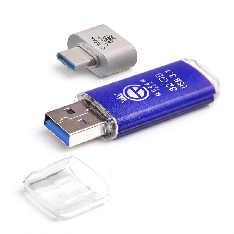 فلش مموری 32 گیگابایت کوئین تک مدل QUICK USB3.1 CPLUS با مبدل USB-C، مقاوم در برابر آب، ضربه، شوک، گرد و غبار، خش و اثر انگشت