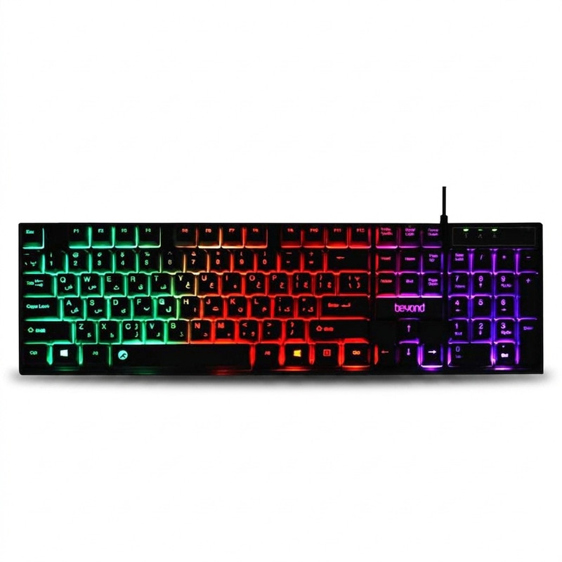 کیبورد بیاند مدل BK-7120 RGB، سوئیچ ممبران، Full-Size، نورپردازی LED RGB