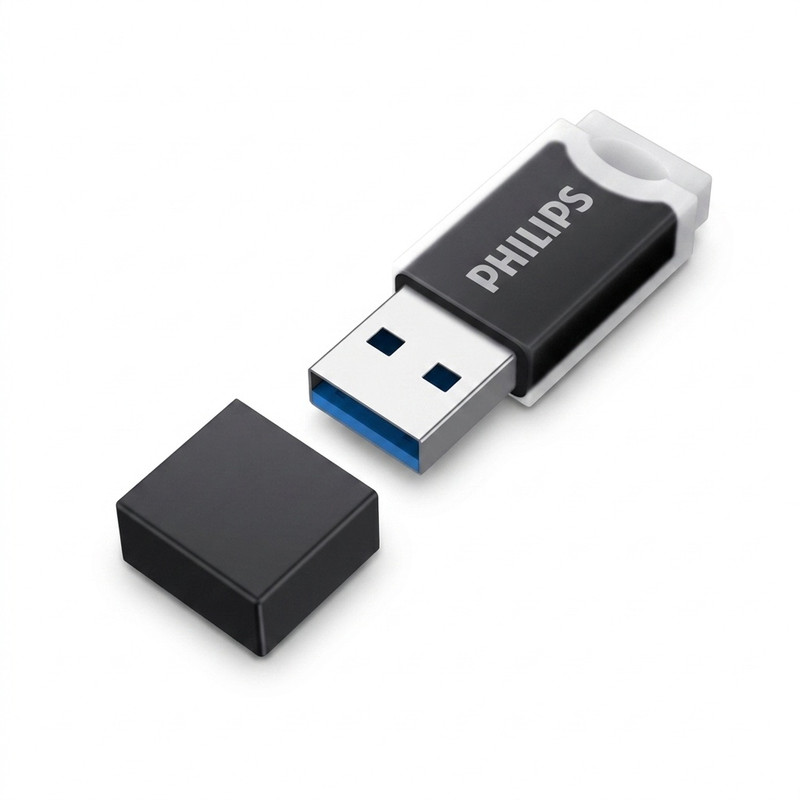 فلش مموری فیلیپس مدل FM10UA-B 3.2 ظرفیت 64 گیگابایت با رابط USB 3.2 Gen1، سرعت خواندن تا 130 مگابایت بر ثانیه، سازگار با ویندوز، مک و لینوکس، طراحی درپوش‌دار و مقاوم در برابر خش و اثر انگشت