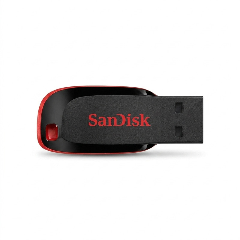 فلش مموری سن دیسک مدل Cruzer Blade CZ50 ظرفیت 128 گیگابایت با رابط USB 2.0، بدنه مات مقاوم در برابر لک و اثر انگشت، سرعت انتقال 30 مگابایت بر ثانیه، قابلیت رمزگذاری اطلاعات و طراحی بدون درپوش با شیار اتصال بند