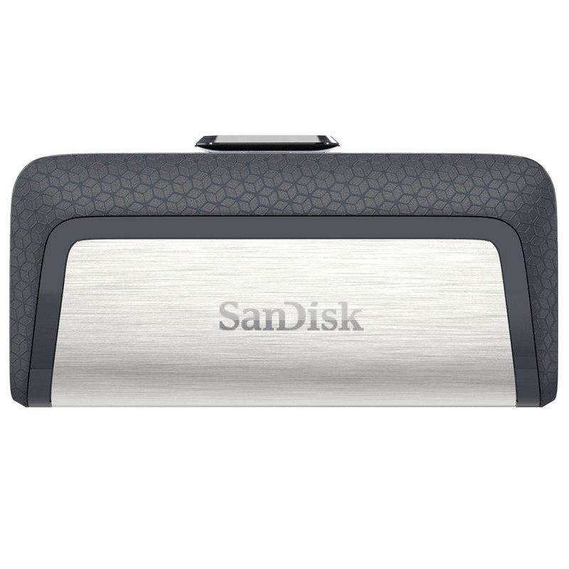 فلش‌مموری سن‌دیسک مدل Ultra Dual Drive USB Type-C ظرفیت 32 گیگابایت با دو درگاه USB3.1 و USB Type-C، سرعت انتقال تا 130 مگابایت بر ثانیه، قابلیت اتصال به گوشی و تبلت، طراحی جمع‌وجور و بدنه ترکیبی فلز و پلاستیک