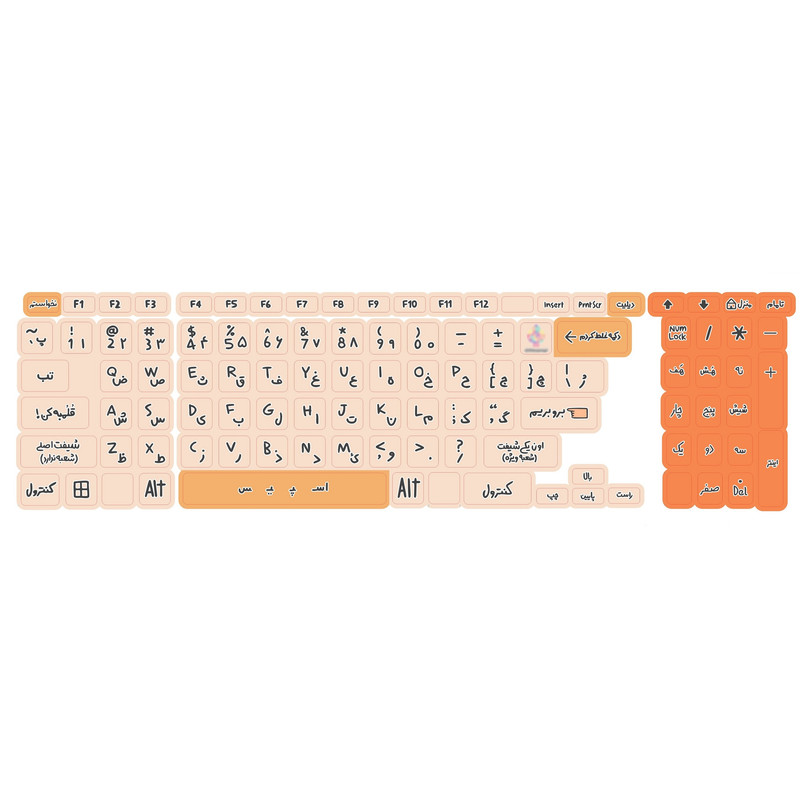 برچسب کیبورد حروف فارسی کد 064