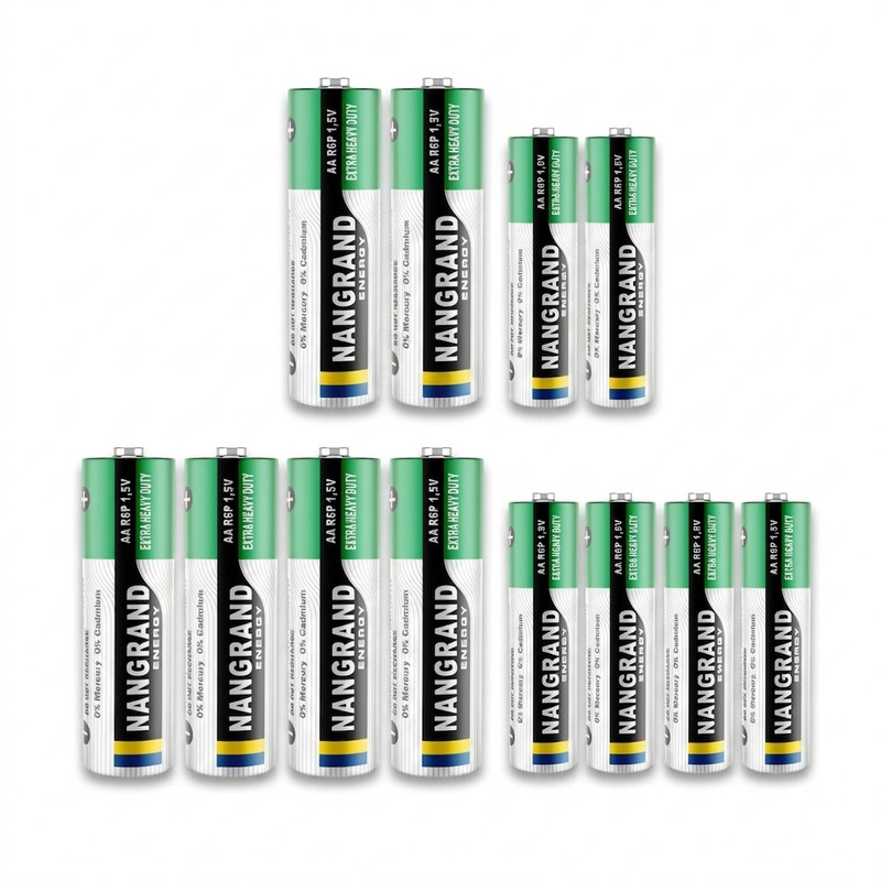 باتری قلمی و نیم قلمی نانگرند مدل extra heavy duty بسته 12 عددی
