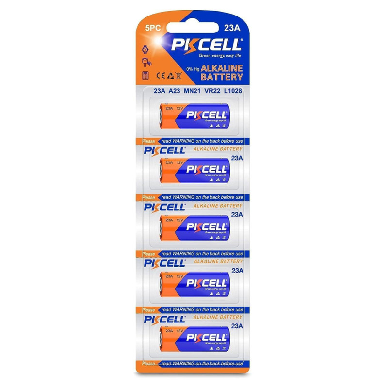 باتری 23A پی‌کی سل مدل Alkaline 12V 23A MN21 VR22 L1028 مجموعه 5 عددی