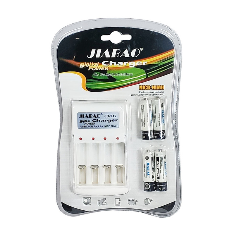 شارژر جیابائو مدل JB-212  کدAB402 به همراه باتری قلمی