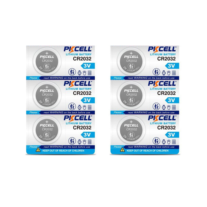 باتری سکه ای پی‌کی سل مدل CR2032 3V Lithium Manganese مجموعه 6 عددی
