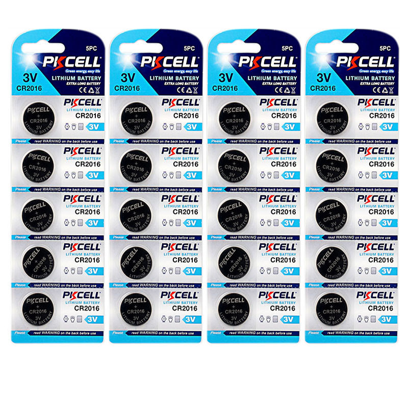 باتری سکه ای پی‌کی سل مدل CR2016 3V Lithium Manganese بسته 20 عددی