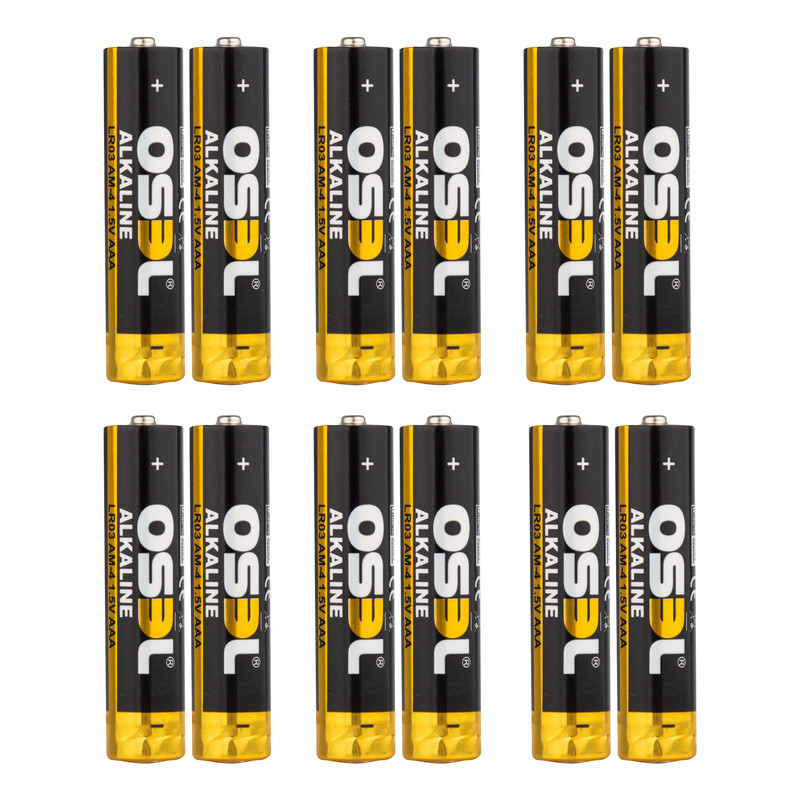 باتری نیم قلمی اوسل مدل Alkaline LR03 AM-4 بسته 12 عددی