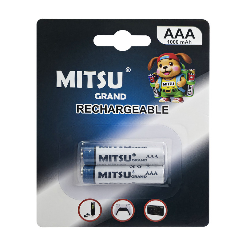 باتری نیم قلمی قابل شارژ مدل MITSU GRAND بسته ۲ عددی