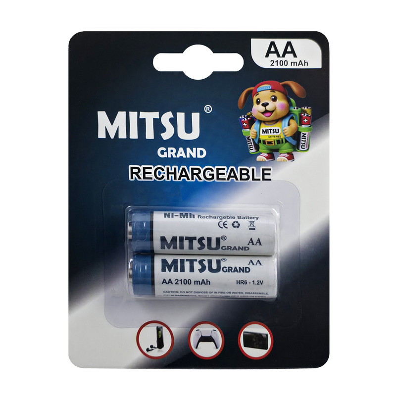 باتری قلمی قابل شارژ مدل MITSU GRAND بسته ۲ عددی