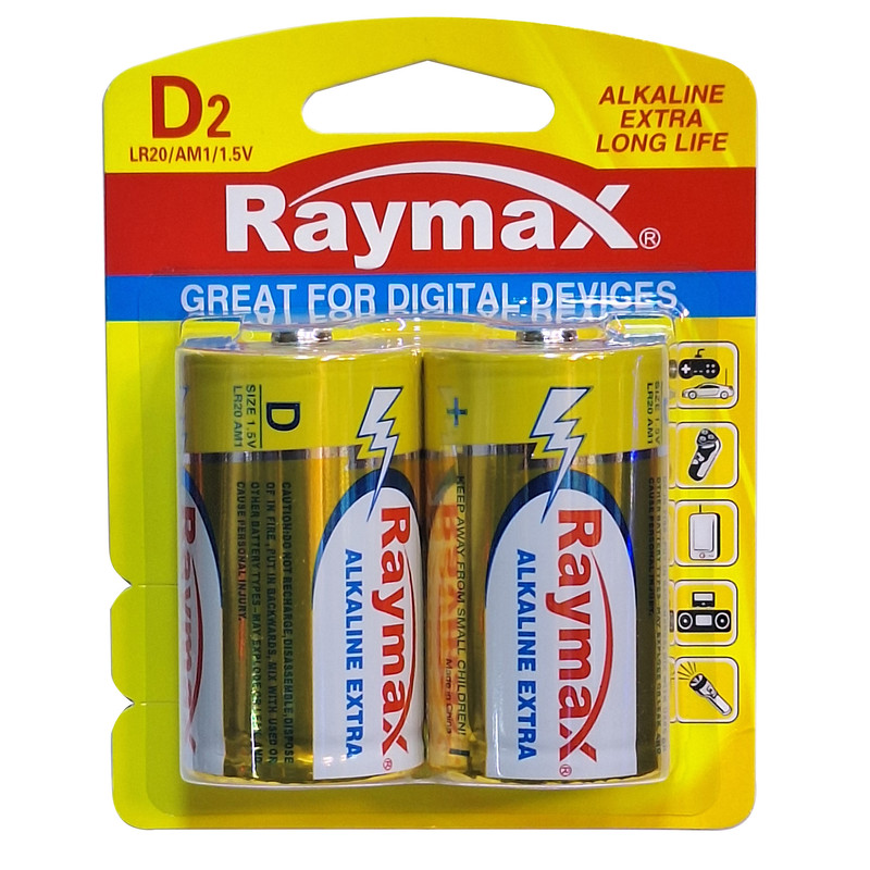 باتری D رایمکس مدل ALKALINE EXTRA LONG LIFE بسته ۲ عددی