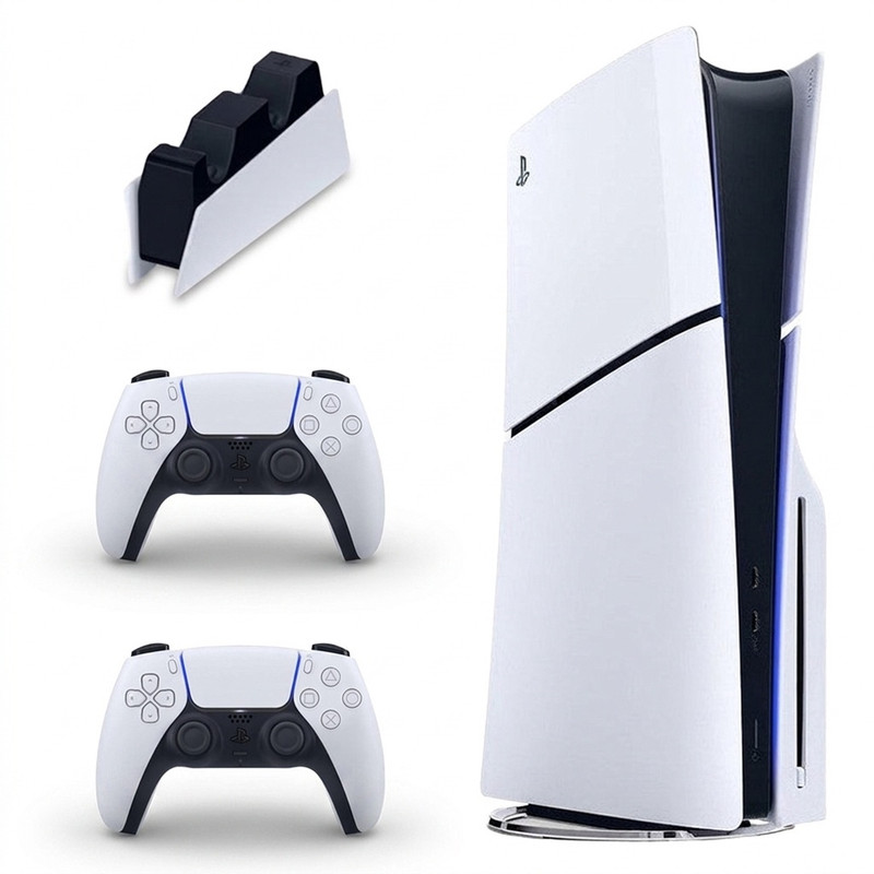 کنسول بازی سونی مدل PlayStation 5 Slim ظرفیت 1 ترابایت ریجن CFI-2116 اروپا به همراه دسته اضافی و پایه شارژر
