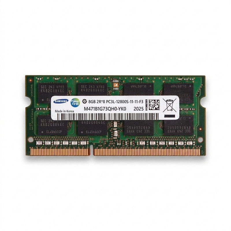 رم لپ‌تاپ DDR3 8 گیگابایت تک کاناله سامسونگ مدل PC3L 12800S فرکانس 1600 مگاهرتز تایمینگ CL11 ولتاژ 1.35 ولت SO-DIMM