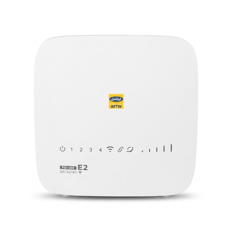 مودم 4G ایرانسل مدل FD-i40 E2 با سرعت انتقال داده تا 150 مگابیت بر ثانیه، پشتیبانی از 32 کاربر همزمان، 4 پورت LAN، کلید WPS برای اتصال سریع و امن و قابلیت اتصال بی‌سیم و باسیم به اینترنت