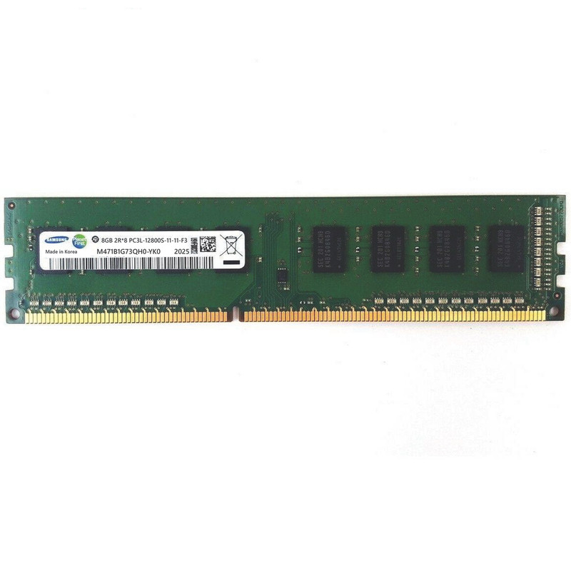 رم کامپیوتر DDR3 تک کاناله 8 گیگابایت سامسونگ مدل PC3L با فرکانس 1600 مگاهرتز، تایمینگ CL11 و ولتاژ کاری 1.35 ولت