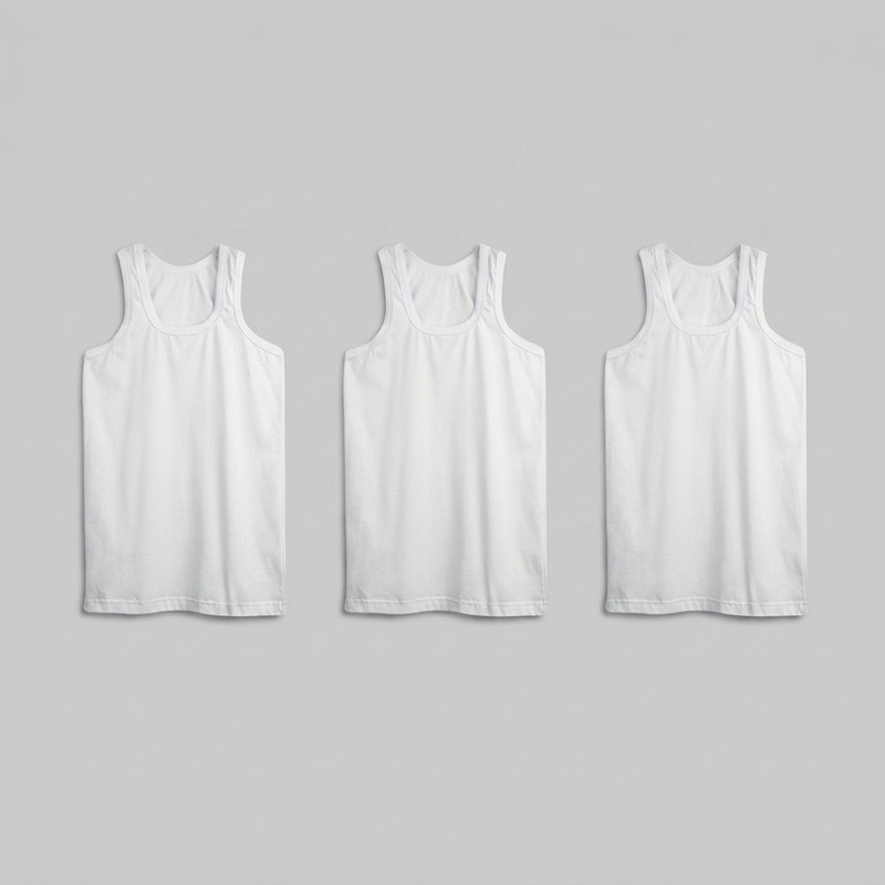زیرپوش رکابی یقه گرد مردانه جناب مدل Tank Top-B بسته 3 عددی