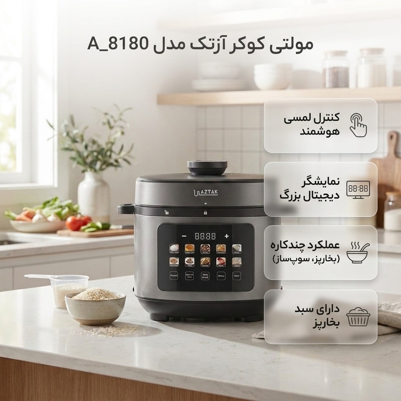 مولتی کوکر 7 لیتری آزتک مدل A_8180