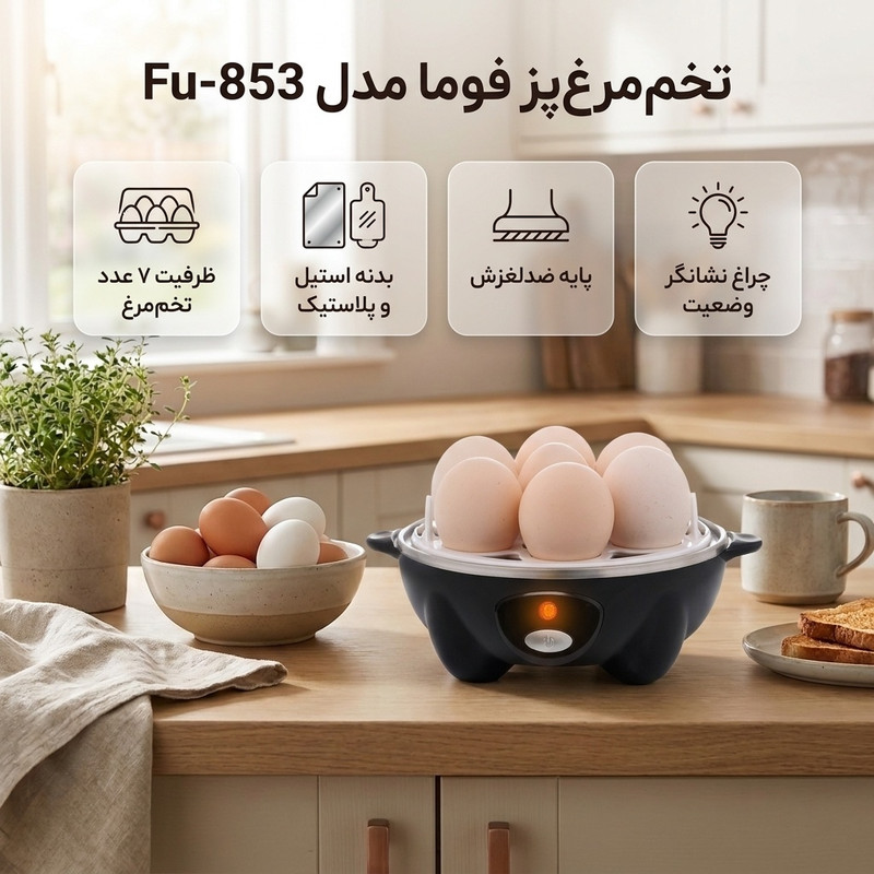 تخممرغ پز فوما مدل Fu-853 با ظرفیت هفت عدد تخممرغ