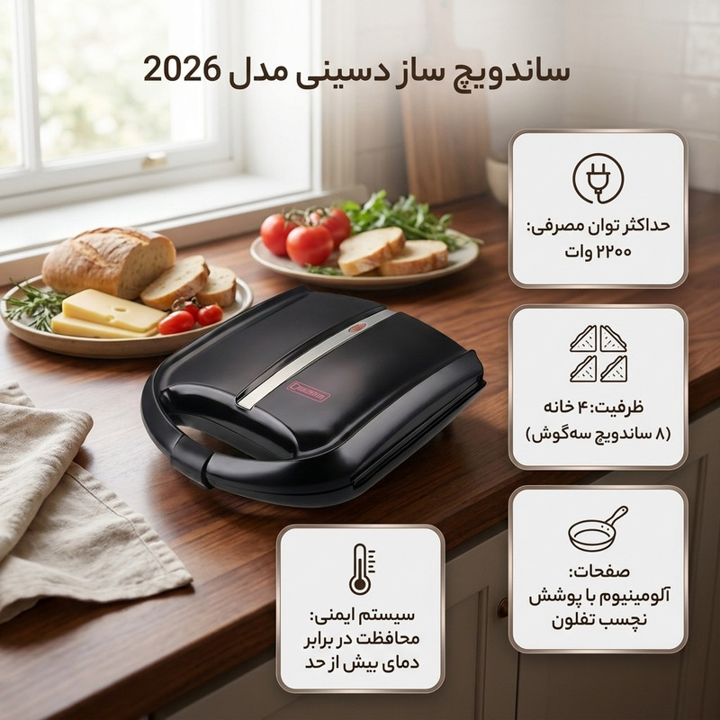 ساندویچساز چهار خانه دسینی مدل 2026