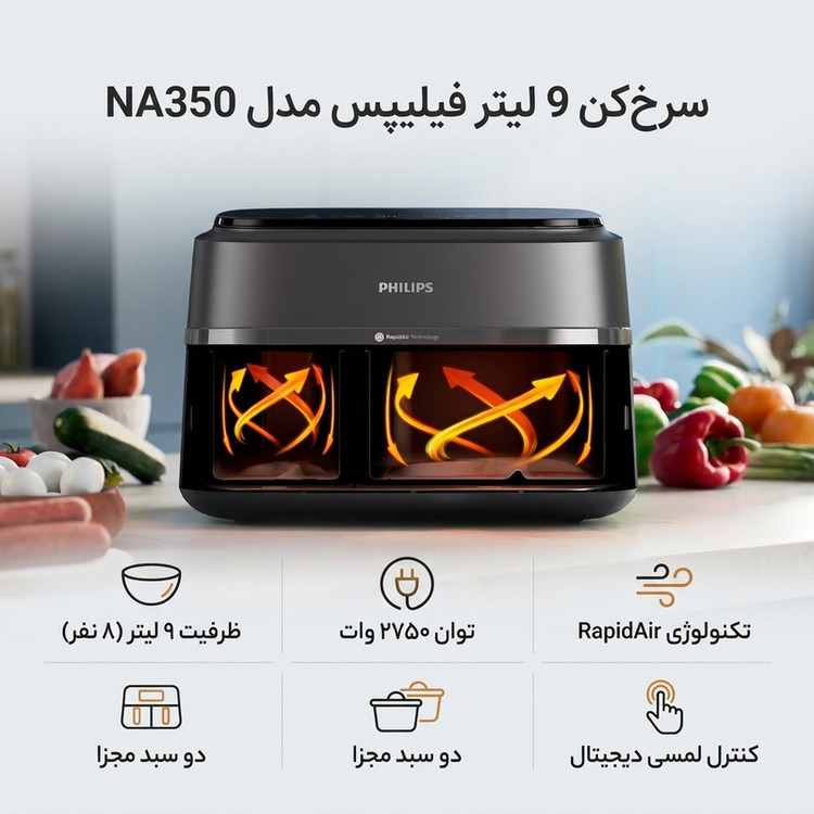 سرخکن 9 لیتر فیلیپس مدل NA350