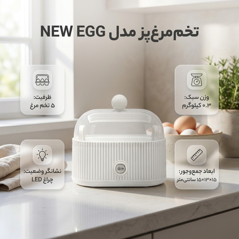 تخممرغ پز 5 عددی مدل NEW EGG