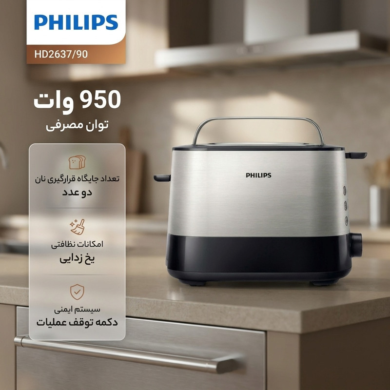 توستر 2 اسلایس فیلیپس مدل HD2637/90