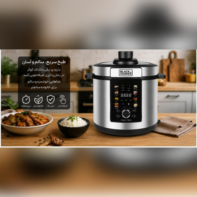 آرامپز و زودپز برقی 6 لیتری بلک اند کوکر مدل BC-PC222