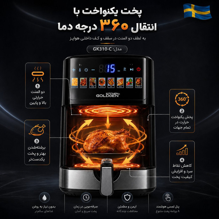 هواپز 9.5 لیتر گلدن کیچن مدل GK310-C