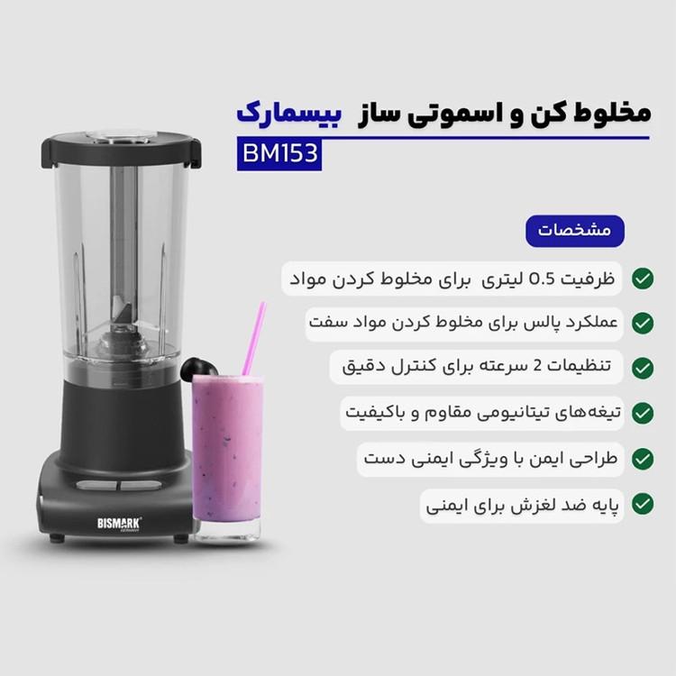 مخلوط کن 0.5 لیتری بیسمارک مدل BM153
