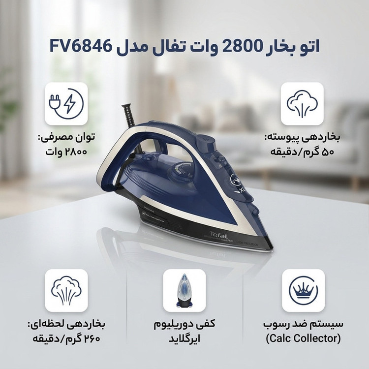 اتو بخار 2800 وات تفال مدل FV6846