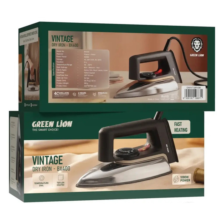 اتو خشک 1000 وات گرین لاین مدل Green Lion Vintage Dry Iron GNVNTGIRN